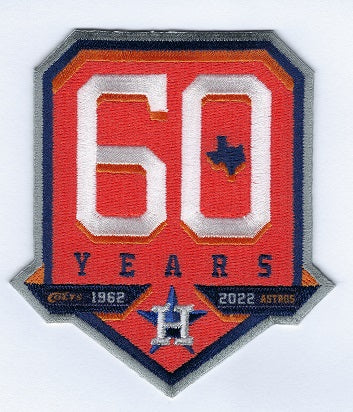 OFFICIAL HOUSTON ASTROS 60TH ANNIVERSARY PATCH 1962-2022 MLB BASEBALL 60  Years